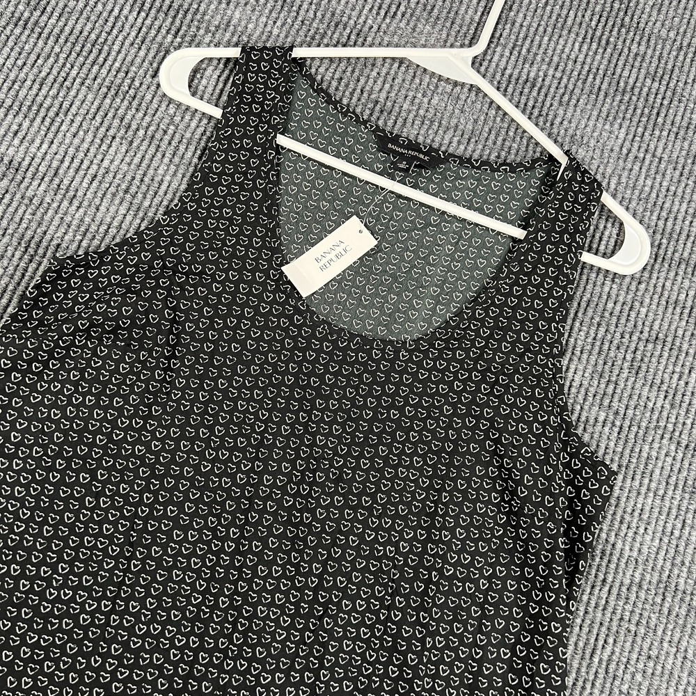 Banana Republic Shirt Womens Small Black Heart Pattern Sleeveless Casual Top New